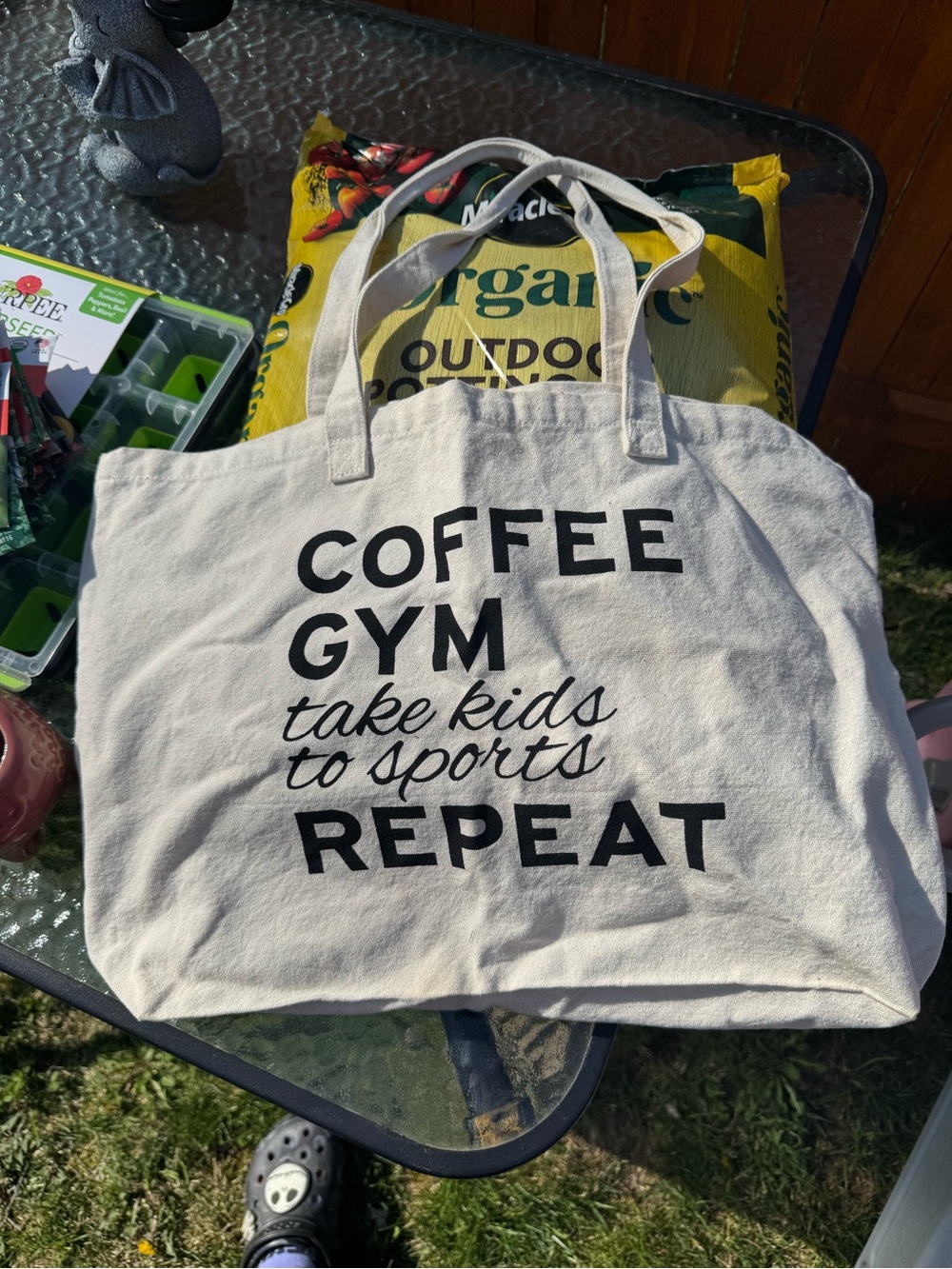 Canvas Tote Bag - Cream with Black Text